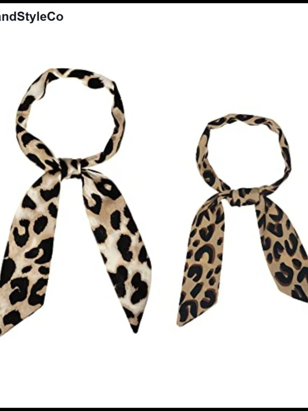 Leopard Print Skinny Scarf Hairband Set 2 Pcs Polyester Neckerchief